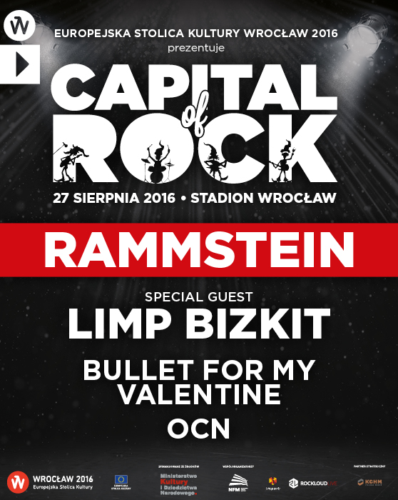 Rammstein i Limp Bizkit zagrają w Europejskiej Stolicy Kultury Wrocław 2016
