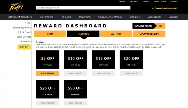 Peavey Rewards