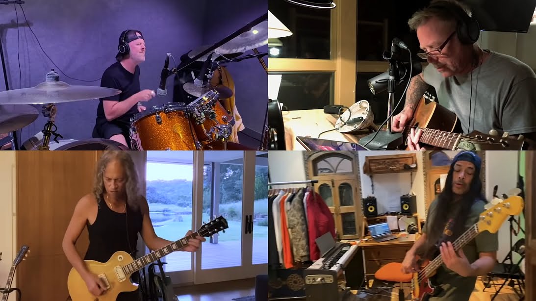 Metallica via Zoom, James Hetfield, Lars Ulrich, Kirk Hammett, Robert Trujillo