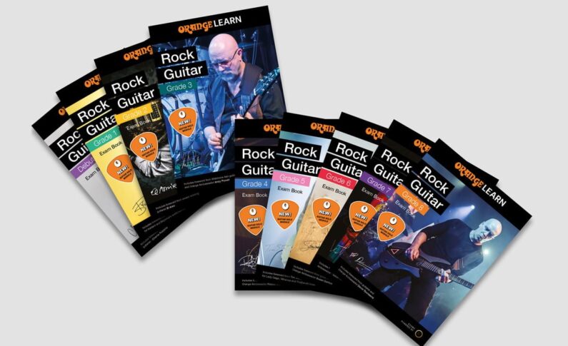 Orange przedstawia podręczniki dla gitarzystów