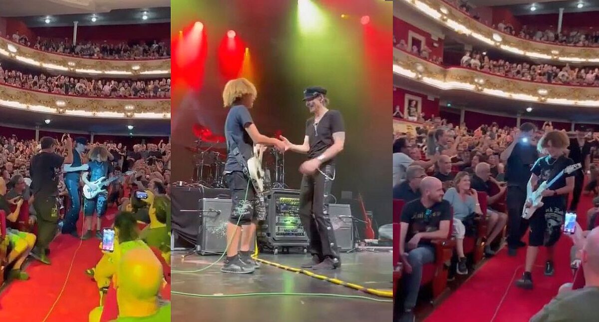 Steve Vai podczas koncertu wręczył swoją gitarę młodemu fanowi, który kontynuował „For the Love of God”!