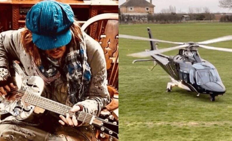 Johnny Depp kupił 3 zabytkowe gitary. Wylądował przed sklepem... helikopterem