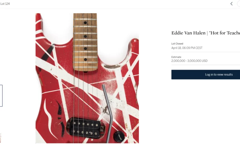 Gitara Kramer Eddiego Van Halena z teledysku "Hot For Teacher" sprzedana za prawie 4 miliony dolarów!