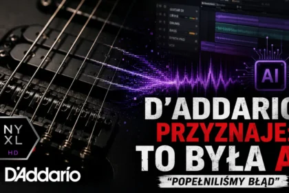 Grafika ilustracyjna wygenerowana przy użyciu AI dla TopGuitar.pl w związku z kontrowersjami dotyczącymi wykorzystania generatywnej AI w materiale promocyjnym D’Addario NYXL HD.